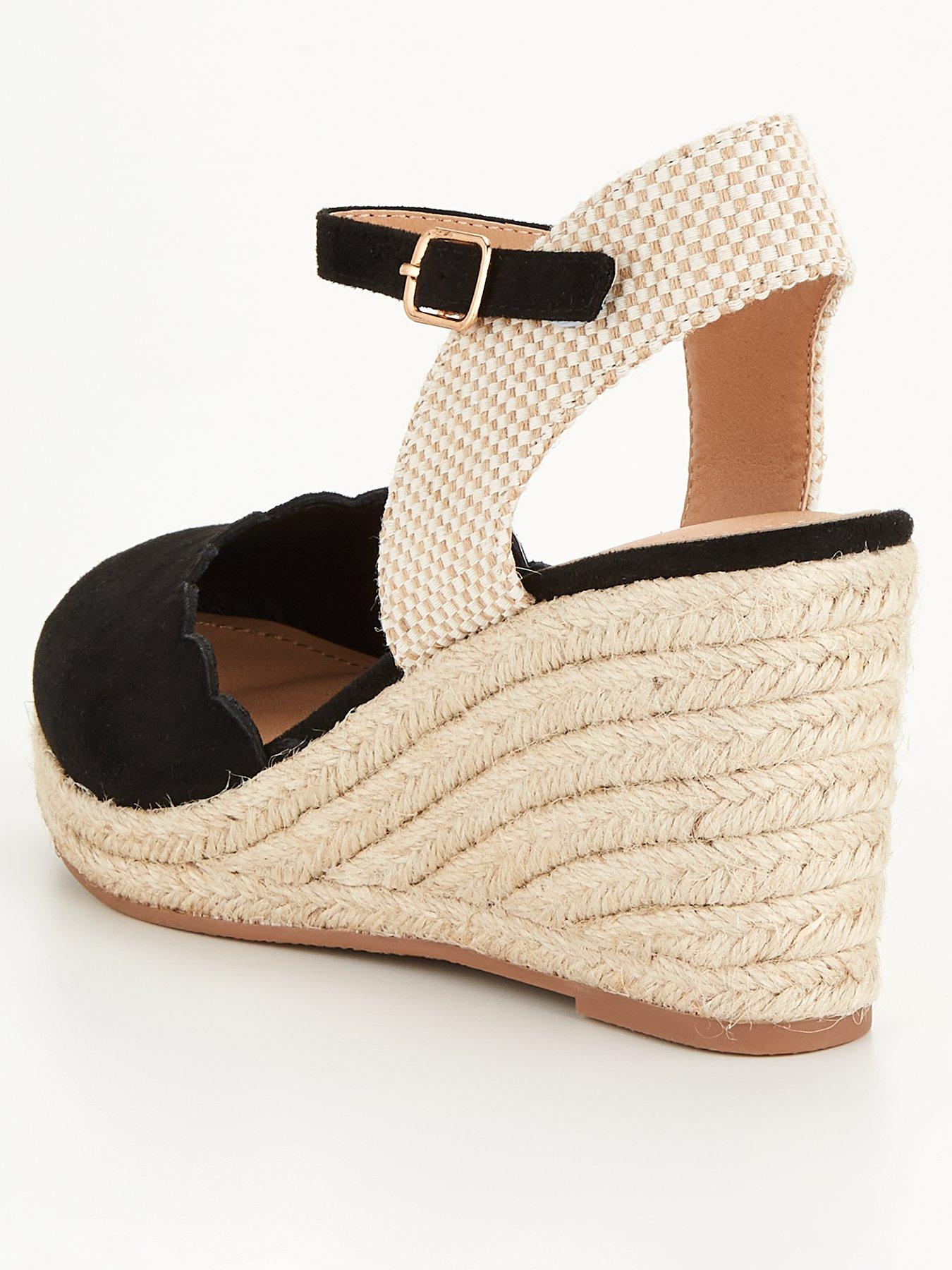 V by Very Wide Fit Scalloped Edge Close Toe Wedge very