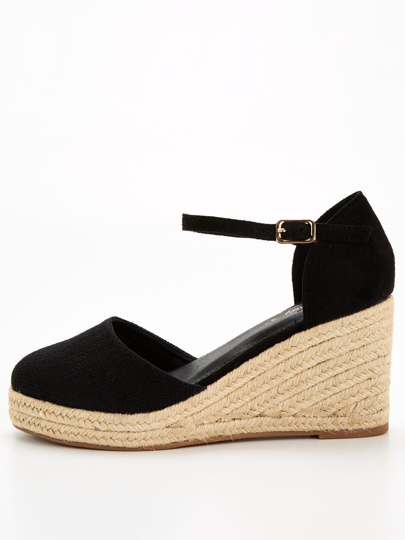 Extra Wide Closed Toe Wedge Black