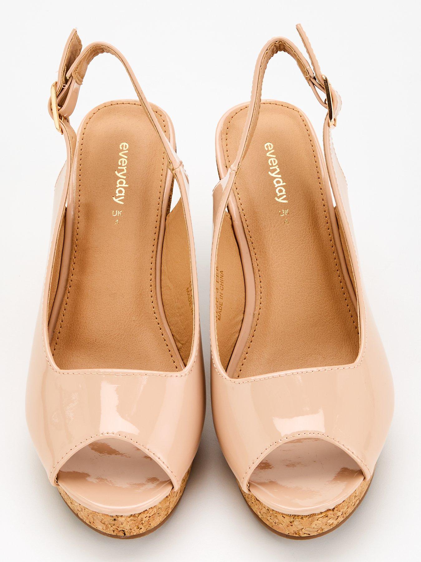 Nude peep toe wedges online