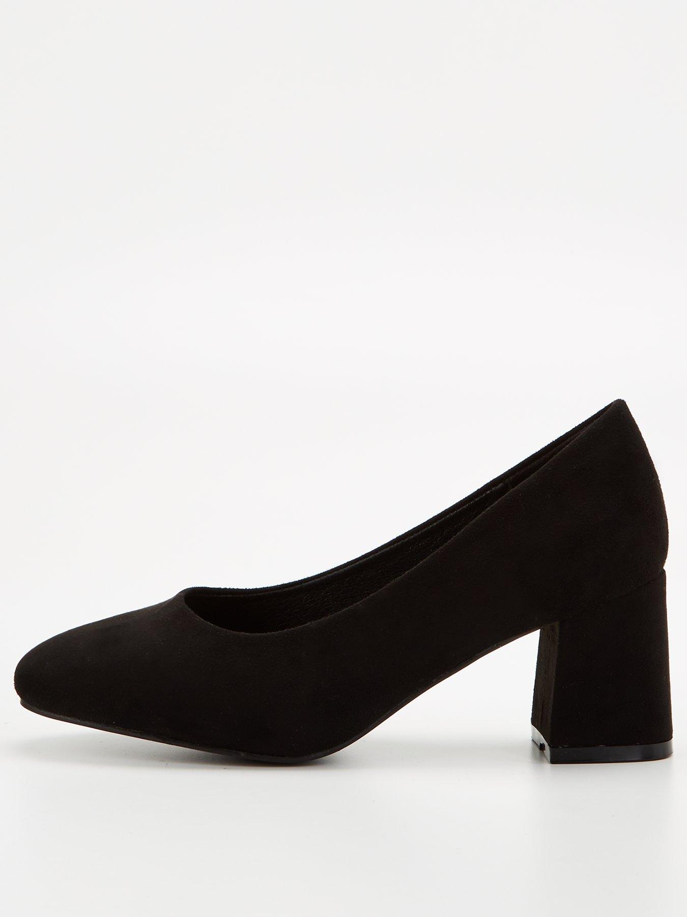 Everyday Block Heel Court Shoe - Black