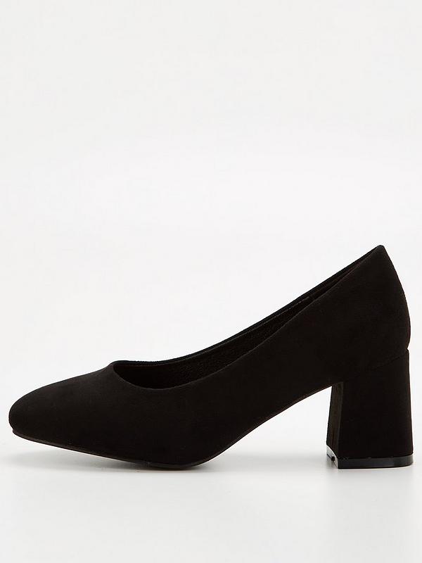 Everyday Extra Wide Fit Block Heel Court Shoe - Black | Very.co.uk