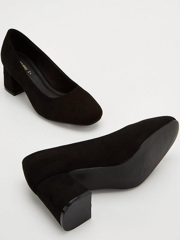 Everyday Extra Wide Fit Block Heel Court Shoe - Black | Very.co.uk