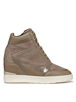 geox maurica b suede & nappa trainers - dk taupe