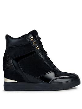 geox d maurica b suede & nappa trainers - black