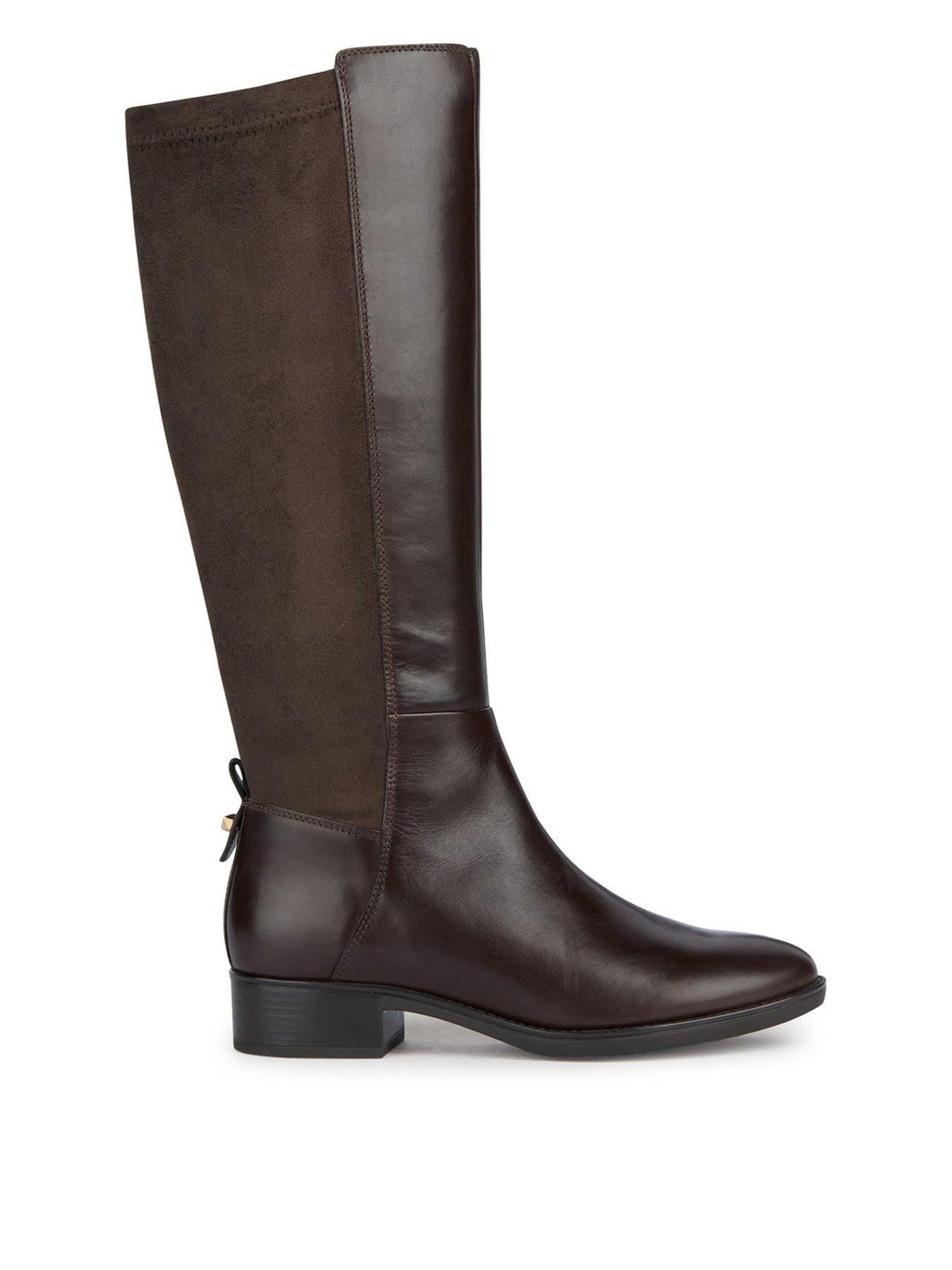 Geox D Felicity D Leather Knee Boots Coffee very