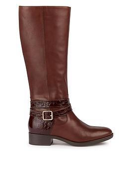 geox d felicity a leather knee boots - brown