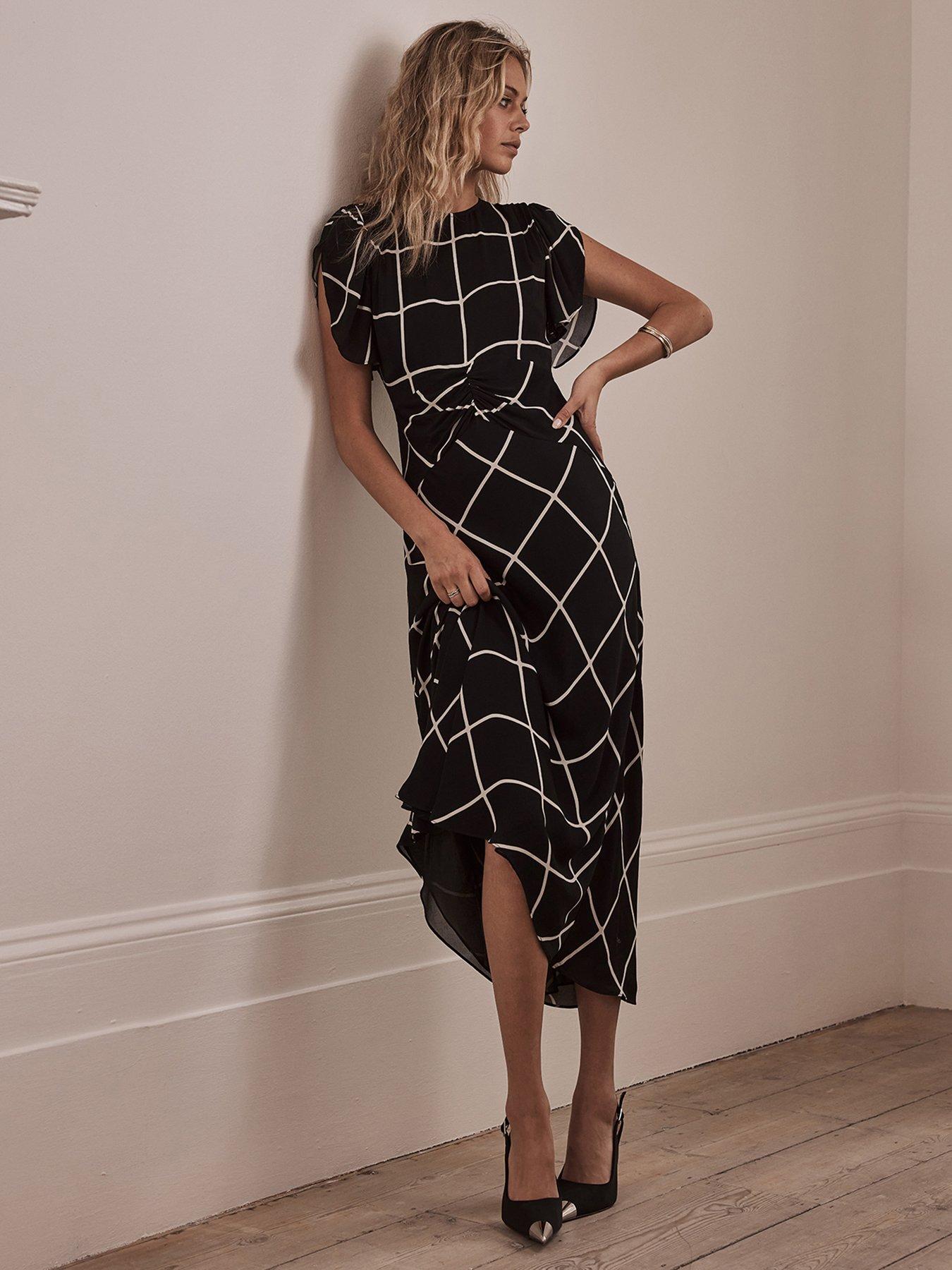 Paula Check Print Midi Dress