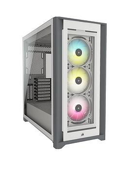 Corsair Icue 5000X Rgb Tempered Glass Mid-Tower Smart Case - White