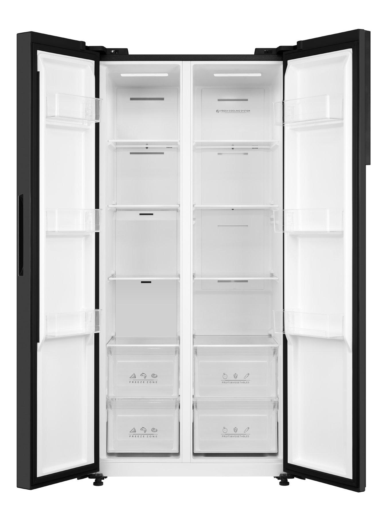 Swan Sr750100b 84cm Wide Total No Frost American Style Freestanding Fridge Freezer Black 