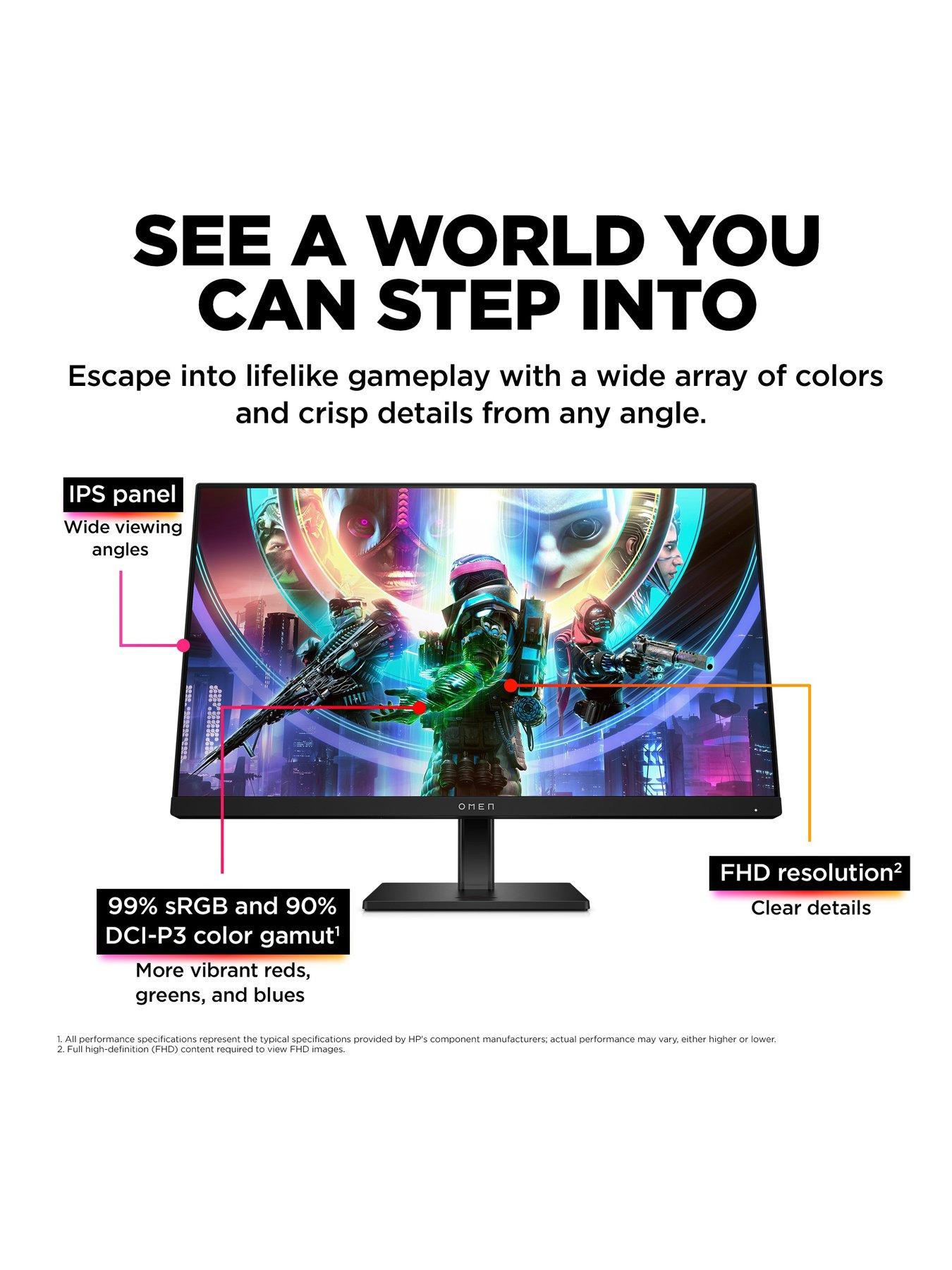 Image 4 of 8 of HP OMEN 24 Gaming Monitor - 24in&nbsp;FHD (1920 x 1080) 165hz, 1ms Response, AMD FreeSync&trade; Premium, Adjustable Stand, PC &amp; Console Compatible