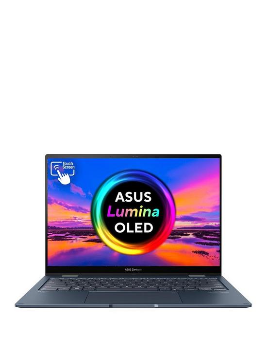front image of asus-zenbook-14-flip-oled-laptop-14in-28k-touchscreen-intel-core-i7-16gb-ramnbsp512gb-ssd-up3404va-kn117w-blue