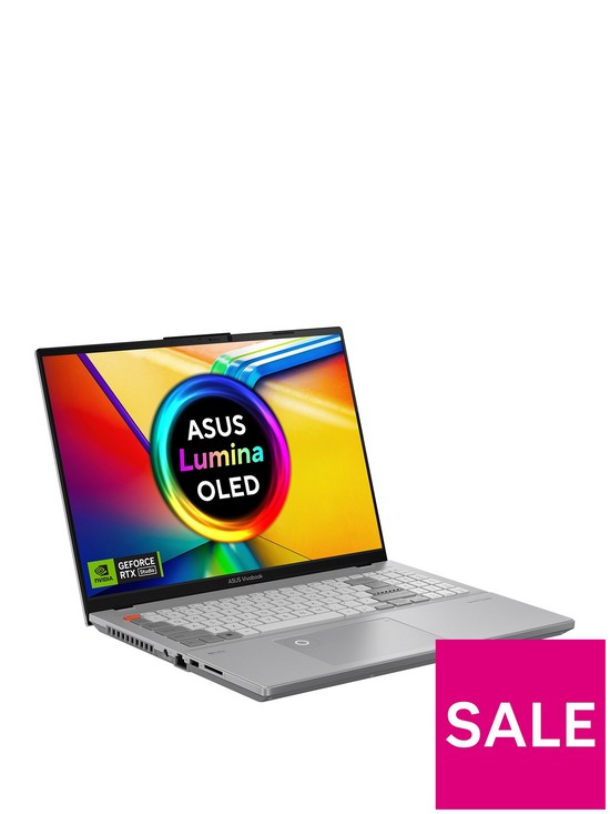 stillFront image of asus-vivobooknbsppro-16x-oled-laptop-16in-32k-120hznbspintel-core-i9-32gb-ram-1tb-ssdnbspwith-optional-microsoft-365-family-1-year-silver