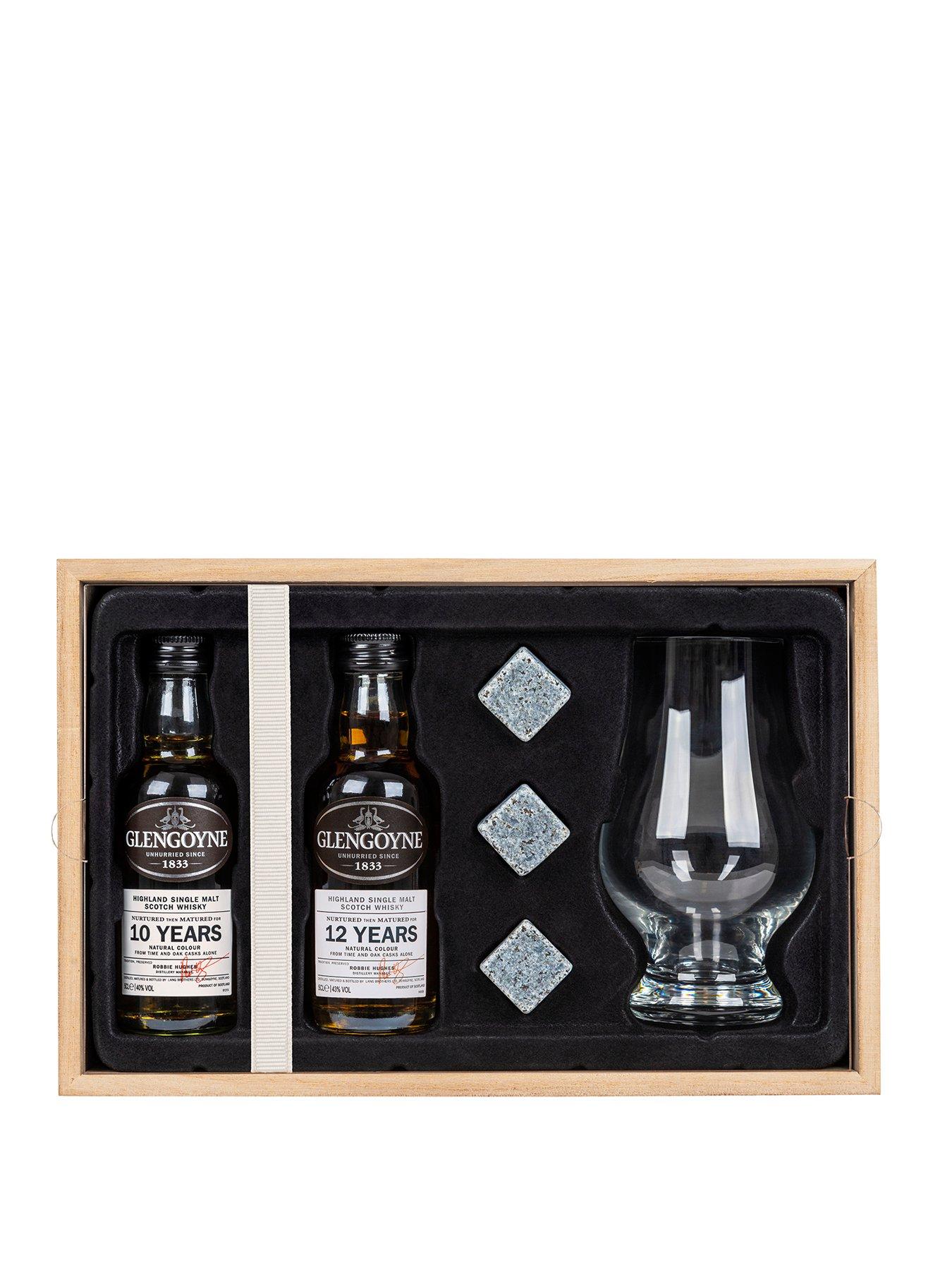 Product photograph of Glengoyne Whisky Giftset With Stones And Glass In Wooden Box from very.co.uk