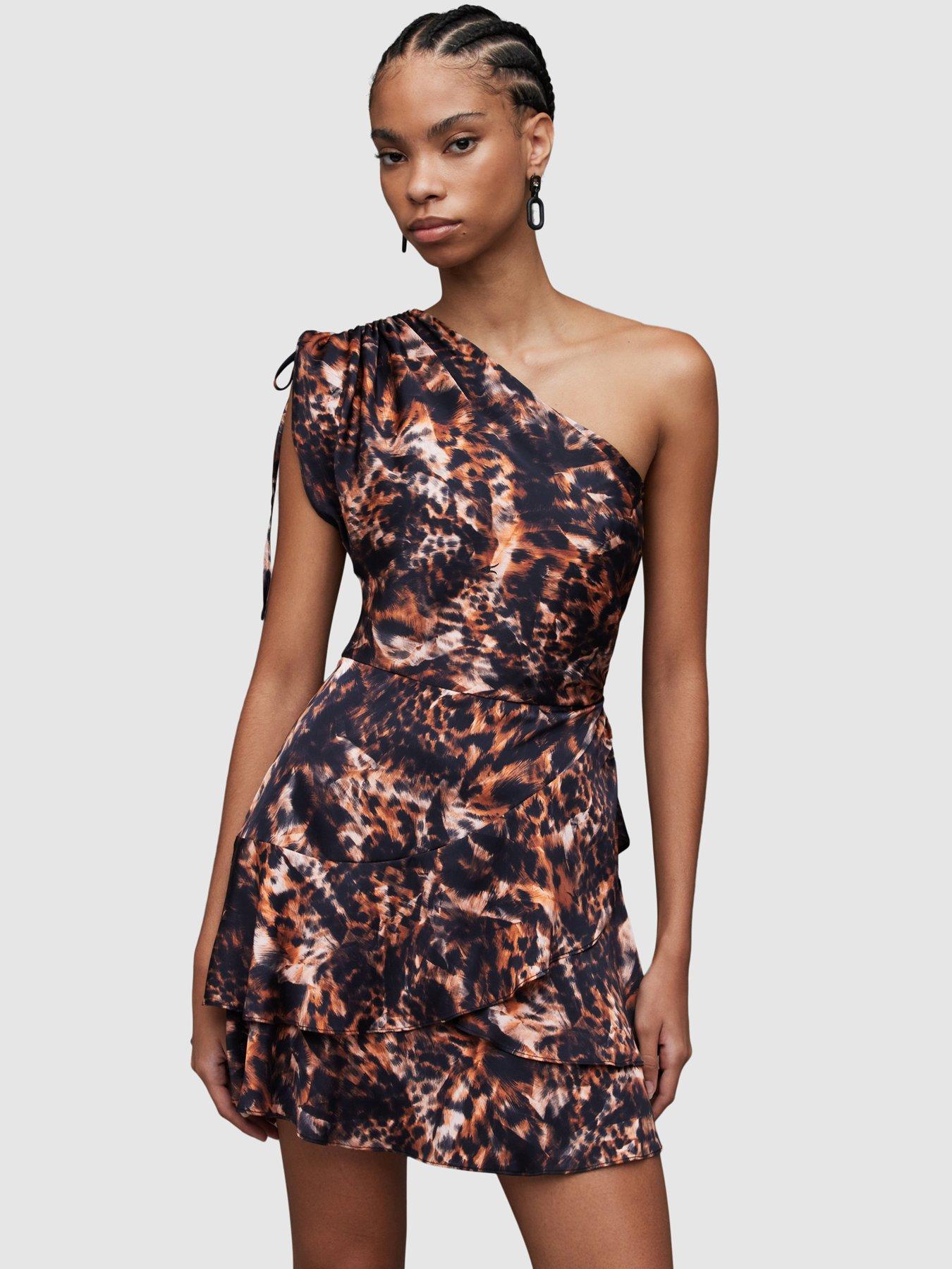 Image 1 of 6 of AllSaints Cayla Spark Dress - Brown&nbsp;