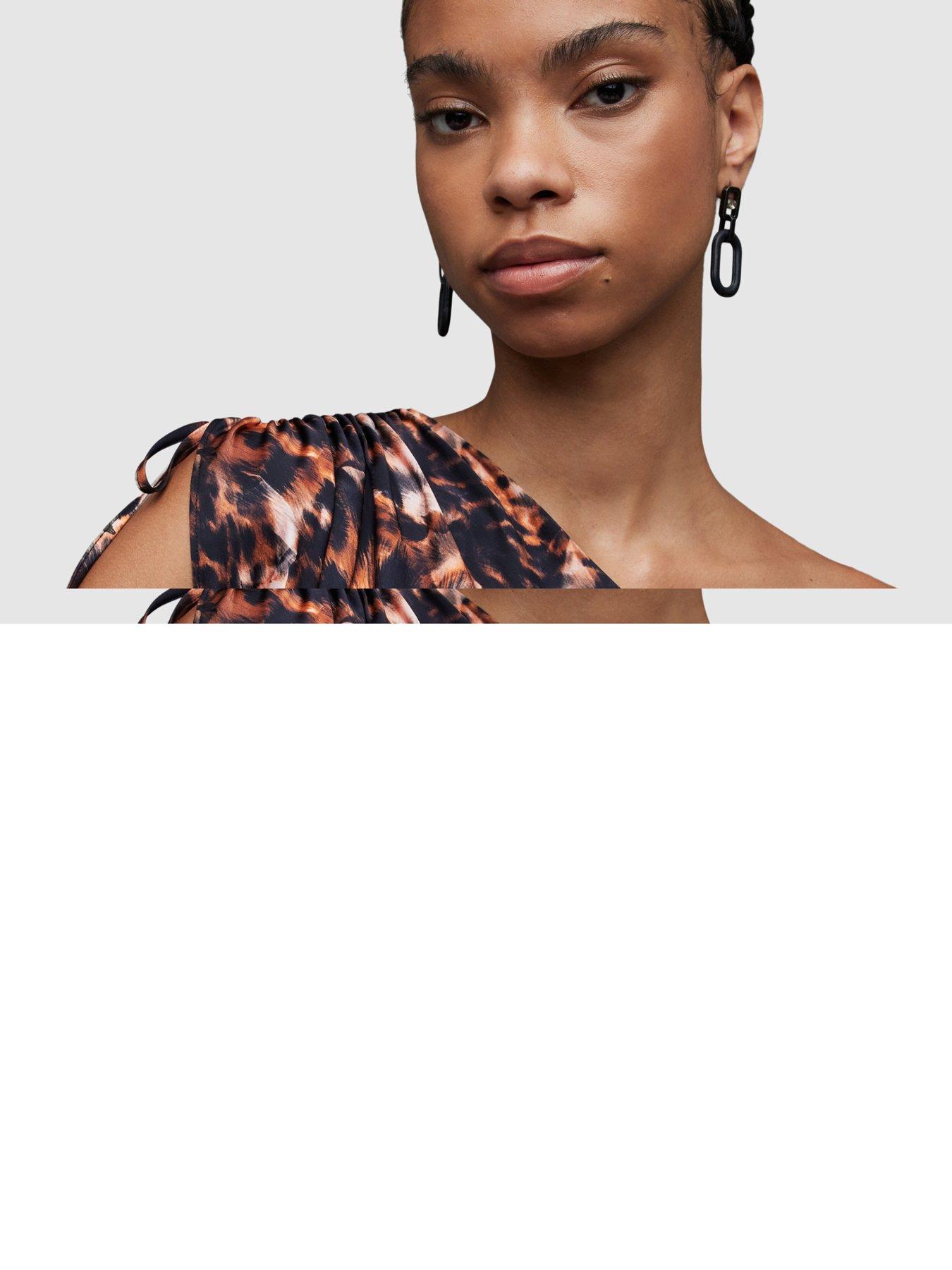 Image 4 of 6 of AllSaints Cayla Spark Dress - Brown&nbsp;