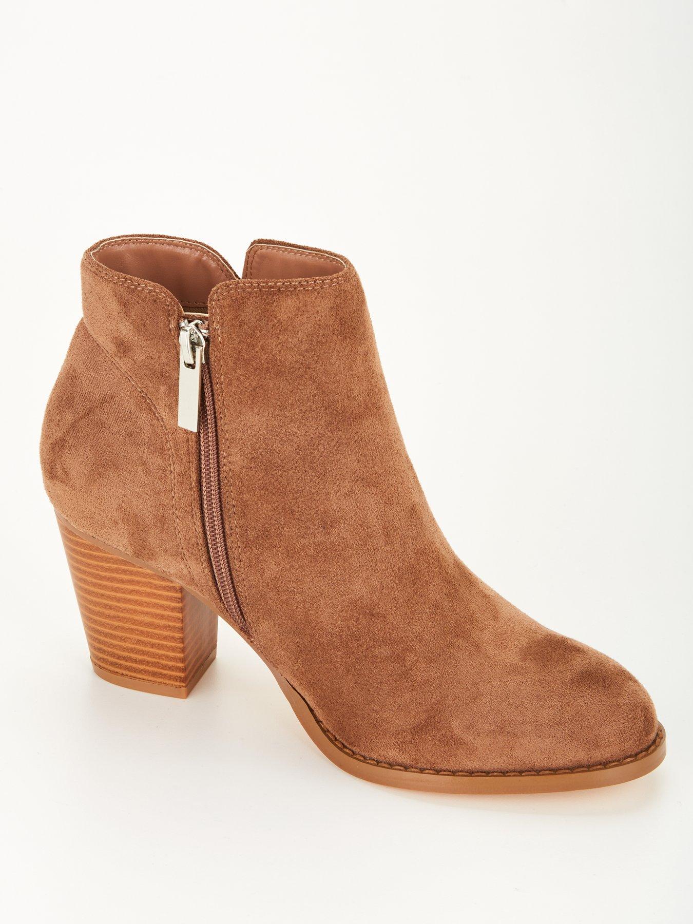 Block heel tan ankle boots best sale