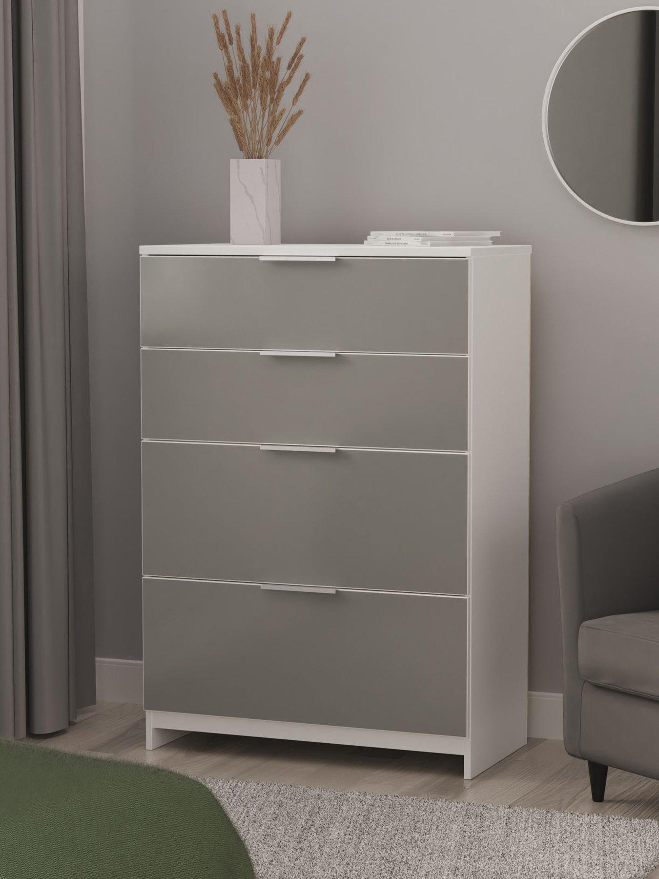 undefined Adair Ready Assembled 4 Drawer Deep Chest - Matt Grey
