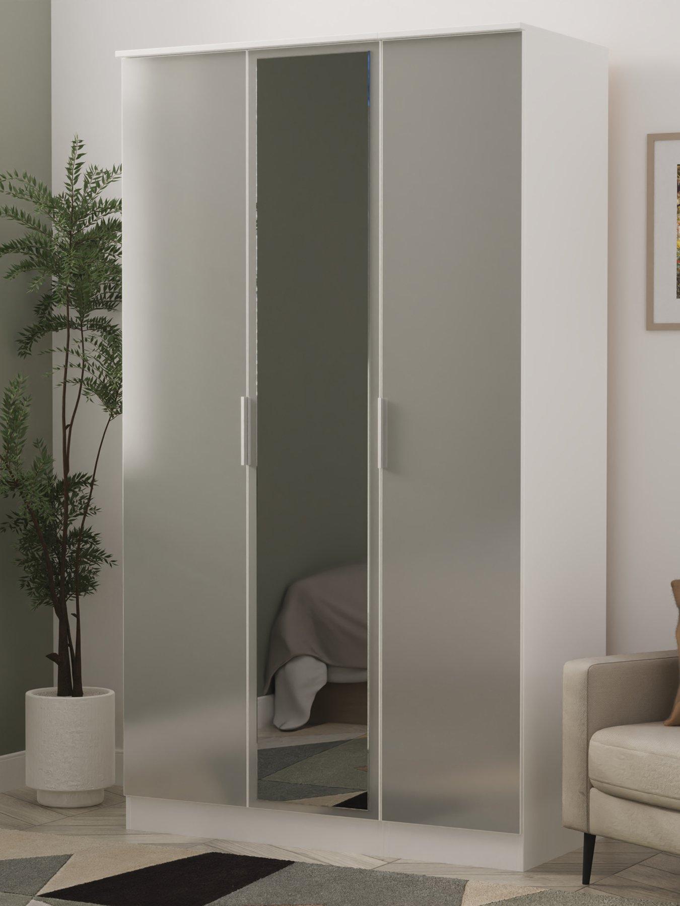 Product photograph of Swift Adair Part Assembled 3 Door Mirrored Wardrobe - Matt Grey from very.co.uk