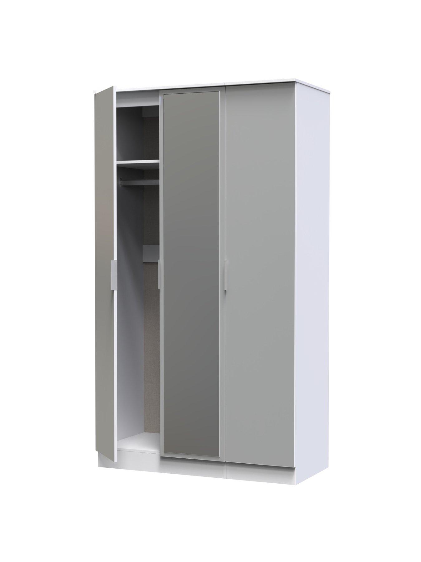Image 5 of 6 of SWIFT Adair Part Assembled 3 Door Mirrored Wardrobe - Matt&nbsp;Grey