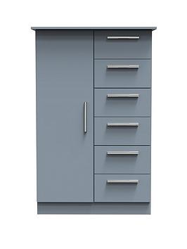 Product photograph of Swift Logan Ready Assembled 1 Door 5 Drawer Wardrobe - Blue from very.co.uk