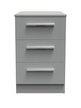 Product photograph of Swift Logan Ready Assembled 3 Drawer Bedside - Grey from very.co.uk