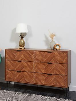 Product photograph of Lloyd Pascal Chevron 6 Drawer Chest With Metal Legs from very.co.uk