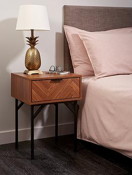 Product photograph of Lloyd Pascal Chevron 1 Drawer Bedside Table With Metal Legs from very.co.uk