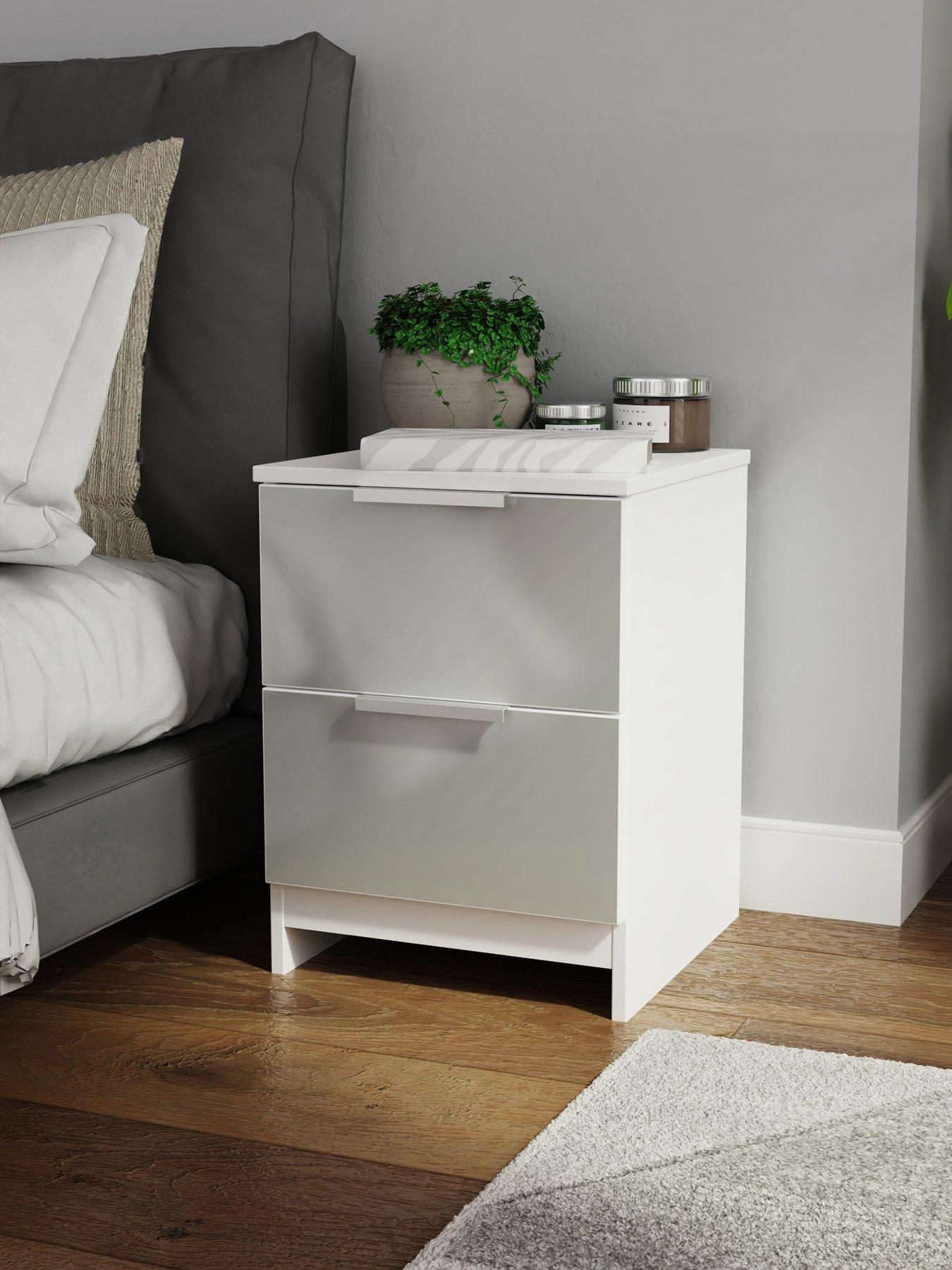 undefined Adair Ready Assembled 2 Drawer Bedside Cabinet - Matt Grey