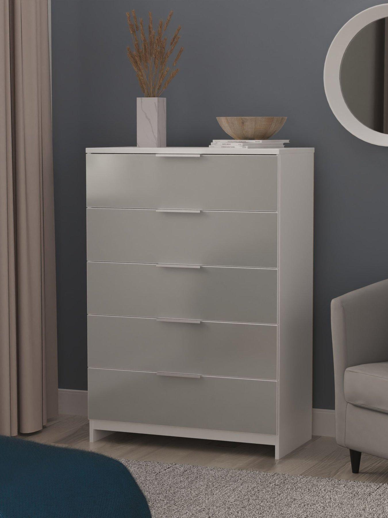 undefined Adair Ready Assembled 5 Drawer Chest - Matt Grey
