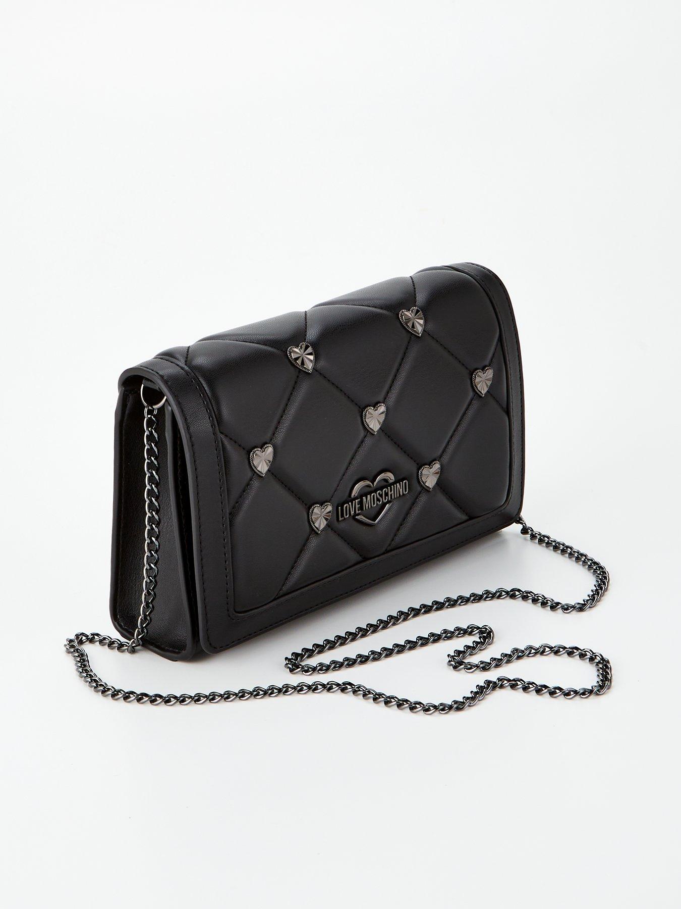 Quilted Heart Logo Cross Body Bag Black