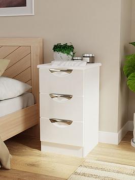 Product photograph of Swift Alva Ready Assembled 3 Drawer Gloss Bedside Chest - White from very.co.uk