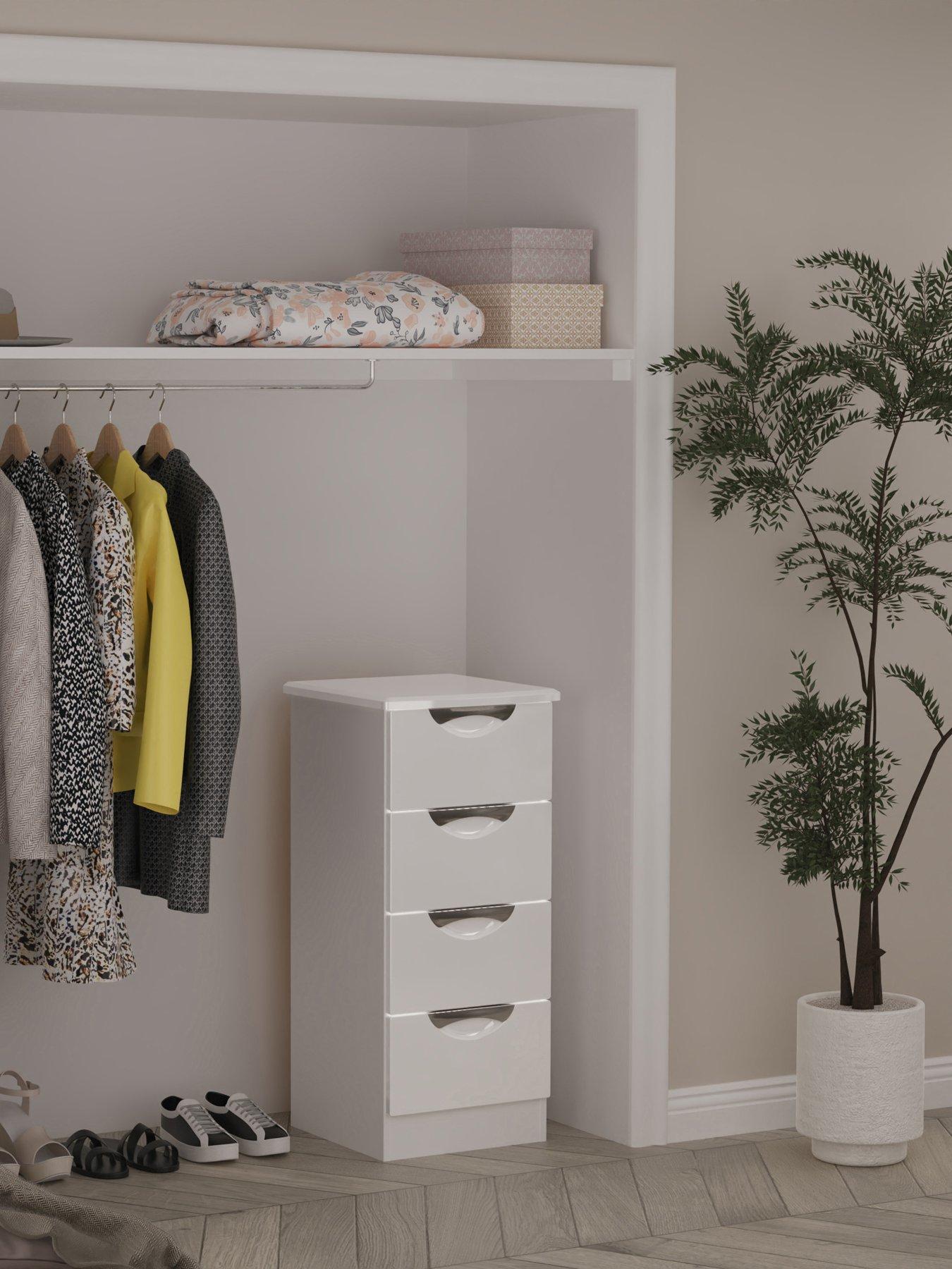 Product photograph of Swift Alva Ready Assembled 4 Drawer Gloss Tallboy - White from very.co.uk