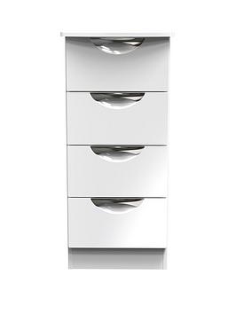 Product photograph of Swift Alva Ready Assembled 4 Drawer Gloss Tallboy - White from very.co.uk
