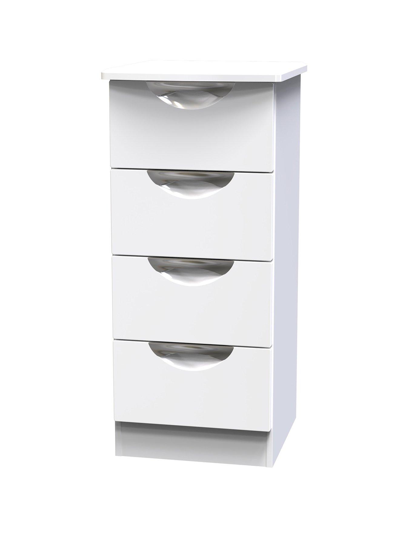 Image 3 of 6 of SWIFT Alva Ready Assembled 4 Drawer Gloss Tallboy - White