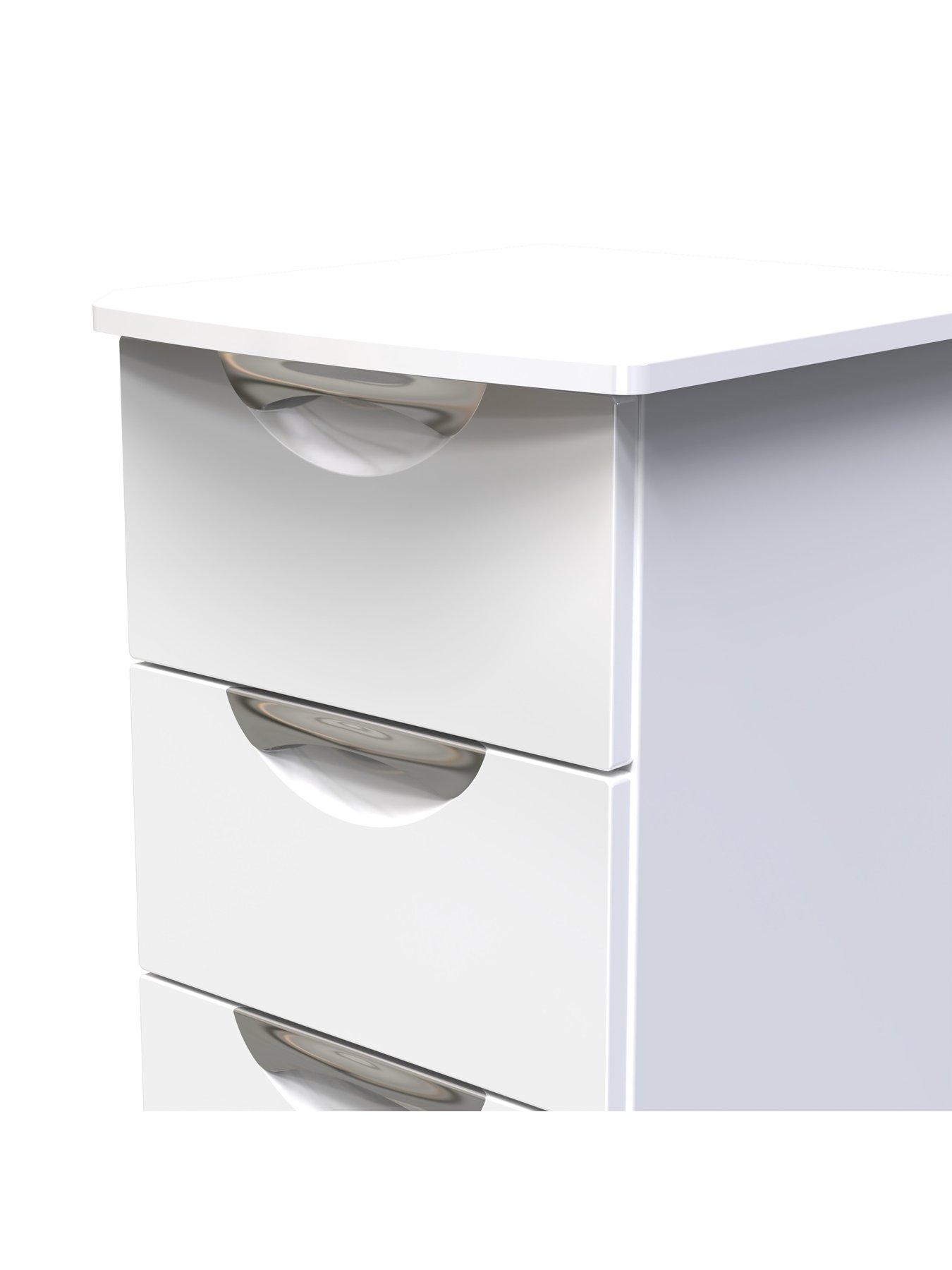 Image 4 of 6 of SWIFT Alva Ready Assembled 4 Drawer Gloss Tallboy - White