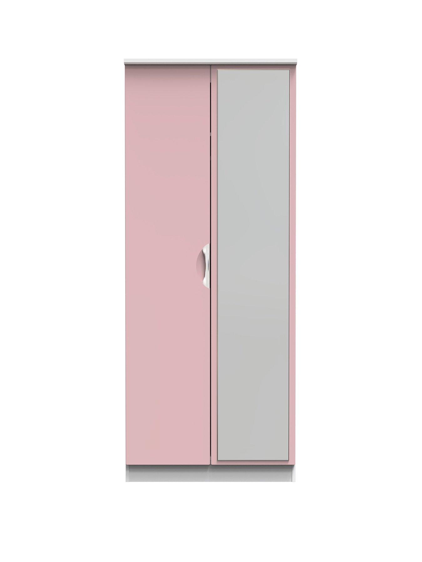 Image 2 of 6 of SWIFT Alva Ready Assembled 2 Door Gloss Mirrored Wardrobe - Pink