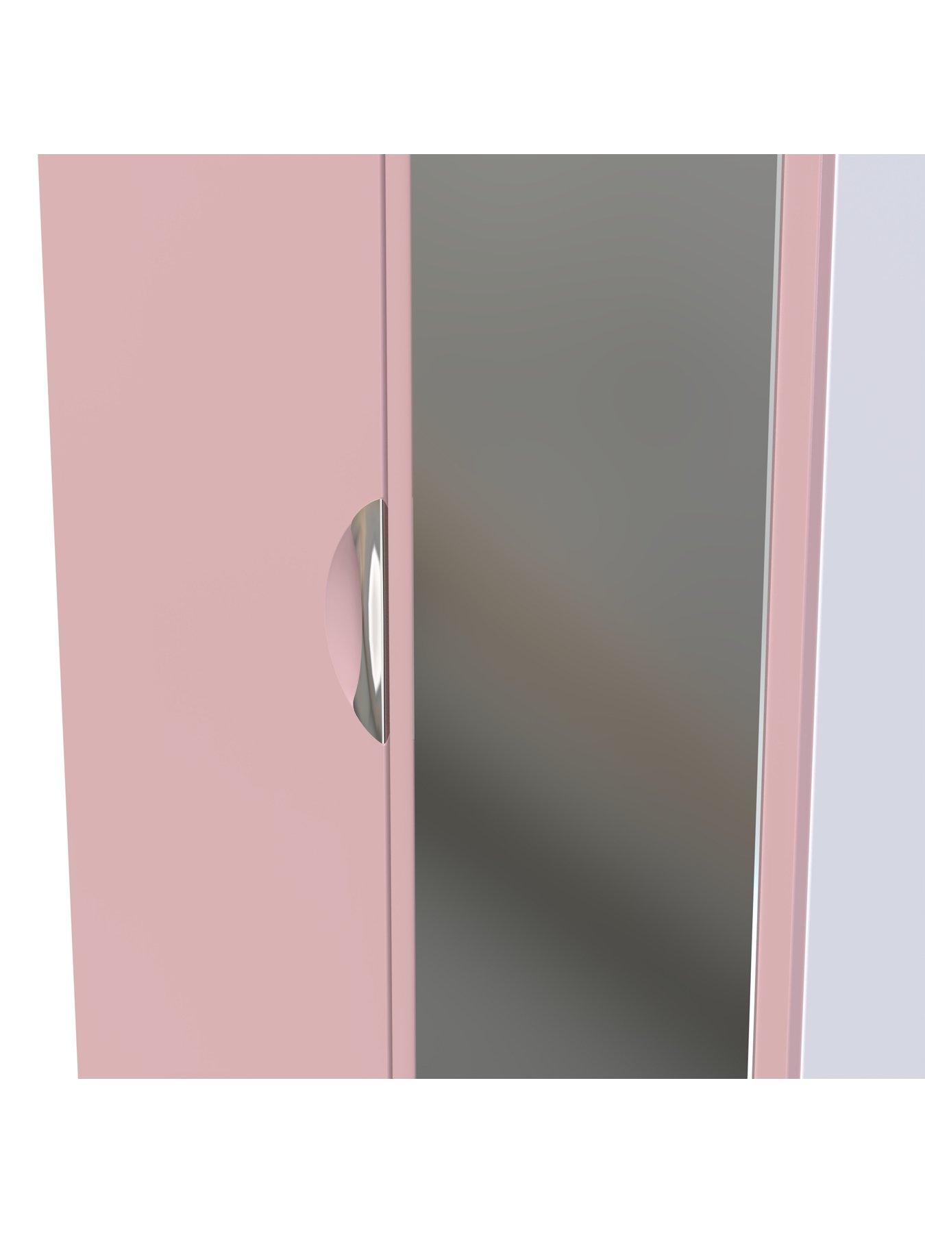 Image 4 of 6 of SWIFT Alva Ready Assembled 2 Door Gloss Mirrored Wardrobe - Pink