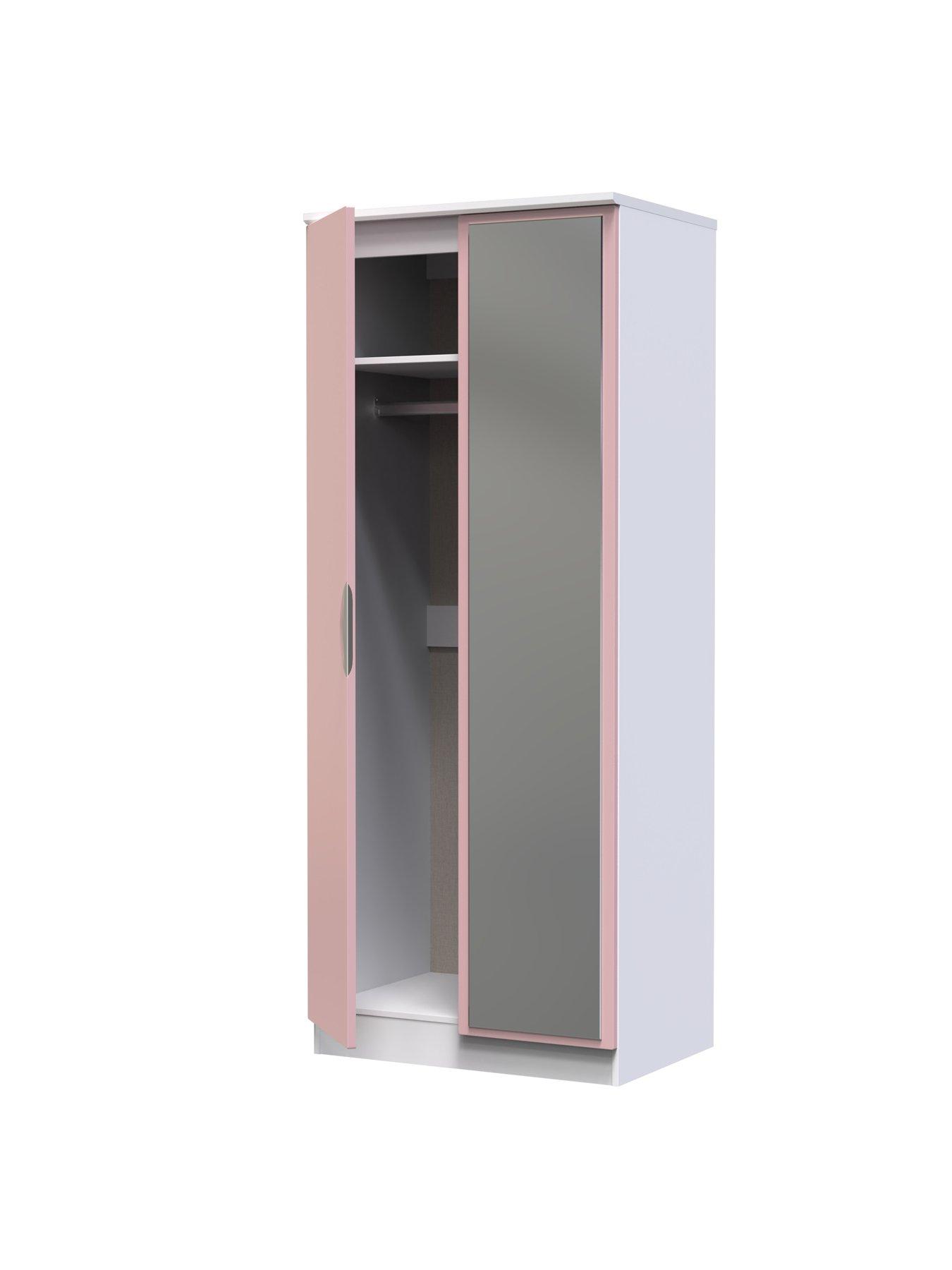 Image 5 of 6 of SWIFT Alva Ready Assembled 2 Door Gloss Mirrored Wardrobe - Pink