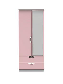 Product photograph of Swift Alva Ready Assembled 2 Door 2 Drawer Gloss Mirrored Wardrobe - Pink from very.co.uk