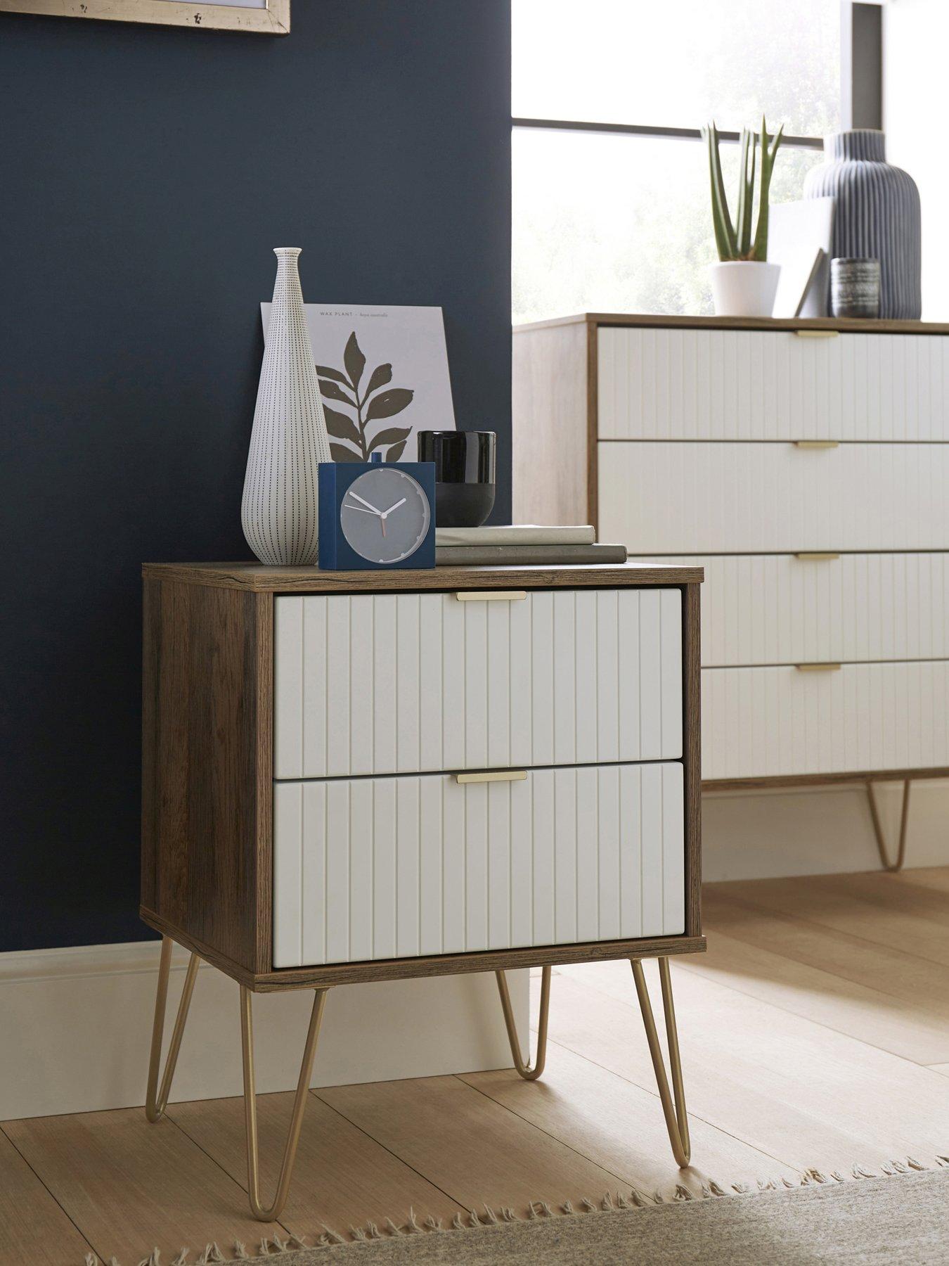 SWIFT Andie Ready Assembled 2 Drawer Bedside Cabinet - White/Oak | Very ...