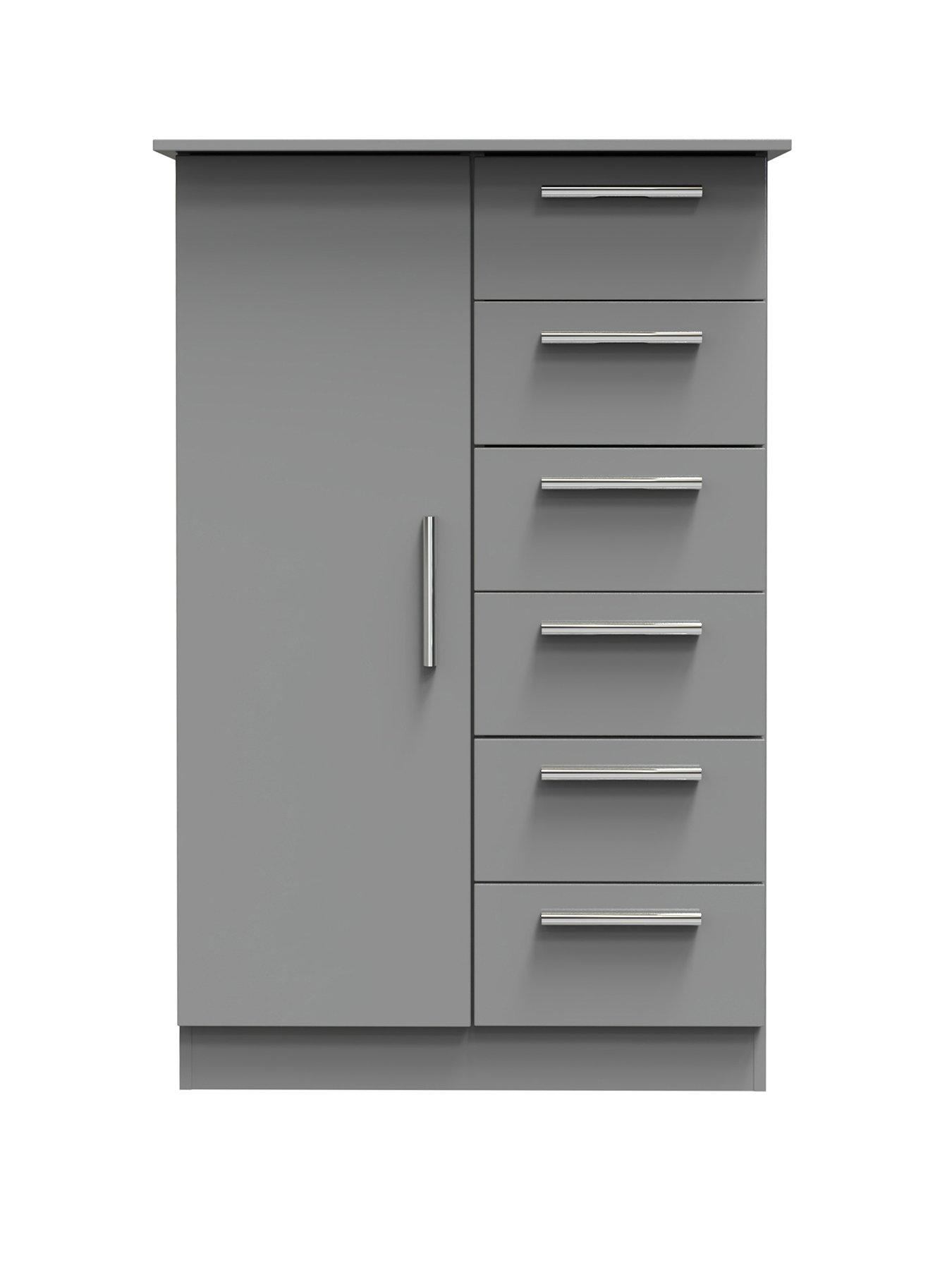 Image 2 of 6 of SWIFT Logan Ready Assembled 1 Door,&nbsp;5 Drawer Midi Wardrobe - Grey