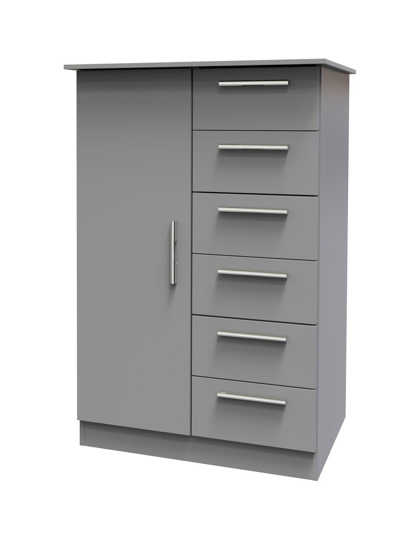 Image 3 of 6 of SWIFT Logan Ready Assembled 1 Door,&nbsp;5 Drawer Midi Wardrobe - Grey