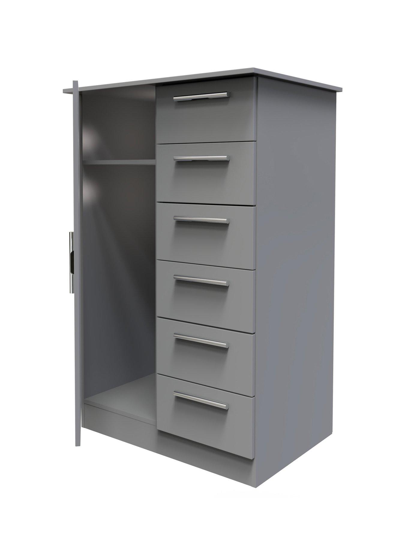 Image 6 of 6 of SWIFT Logan Ready Assembled 1 Door,&nbsp;5 Drawer Midi Wardrobe - Grey