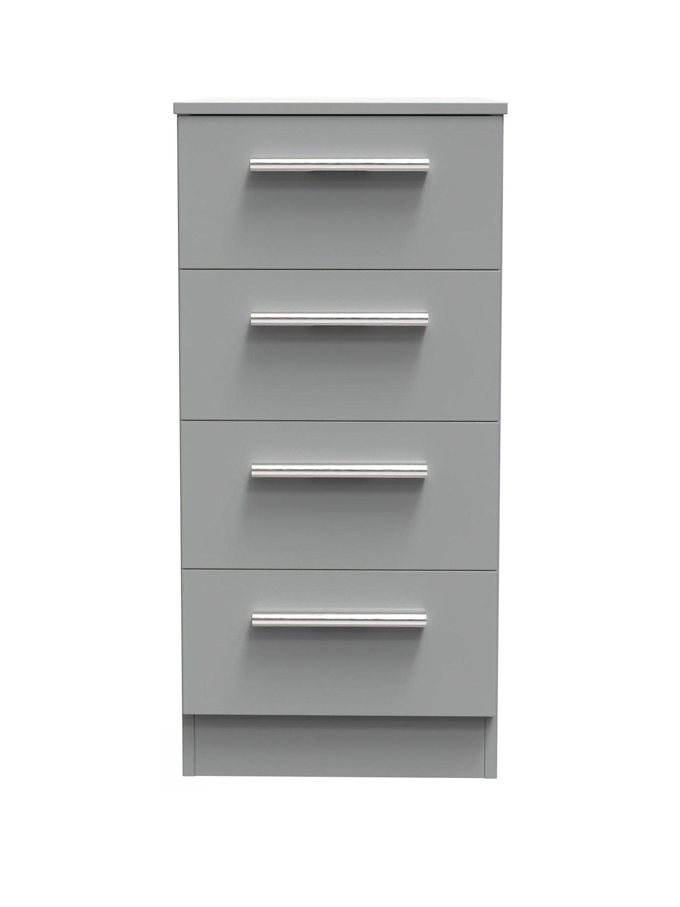 Image 2 of 6 of SWIFT Logan Ready Assembled 4 Drawer Tall Boy - Grey