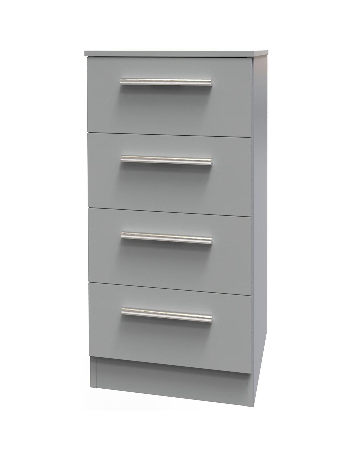 Image 3 of 6 of SWIFT Logan Ready Assembled 4 Drawer Tall Boy - Grey