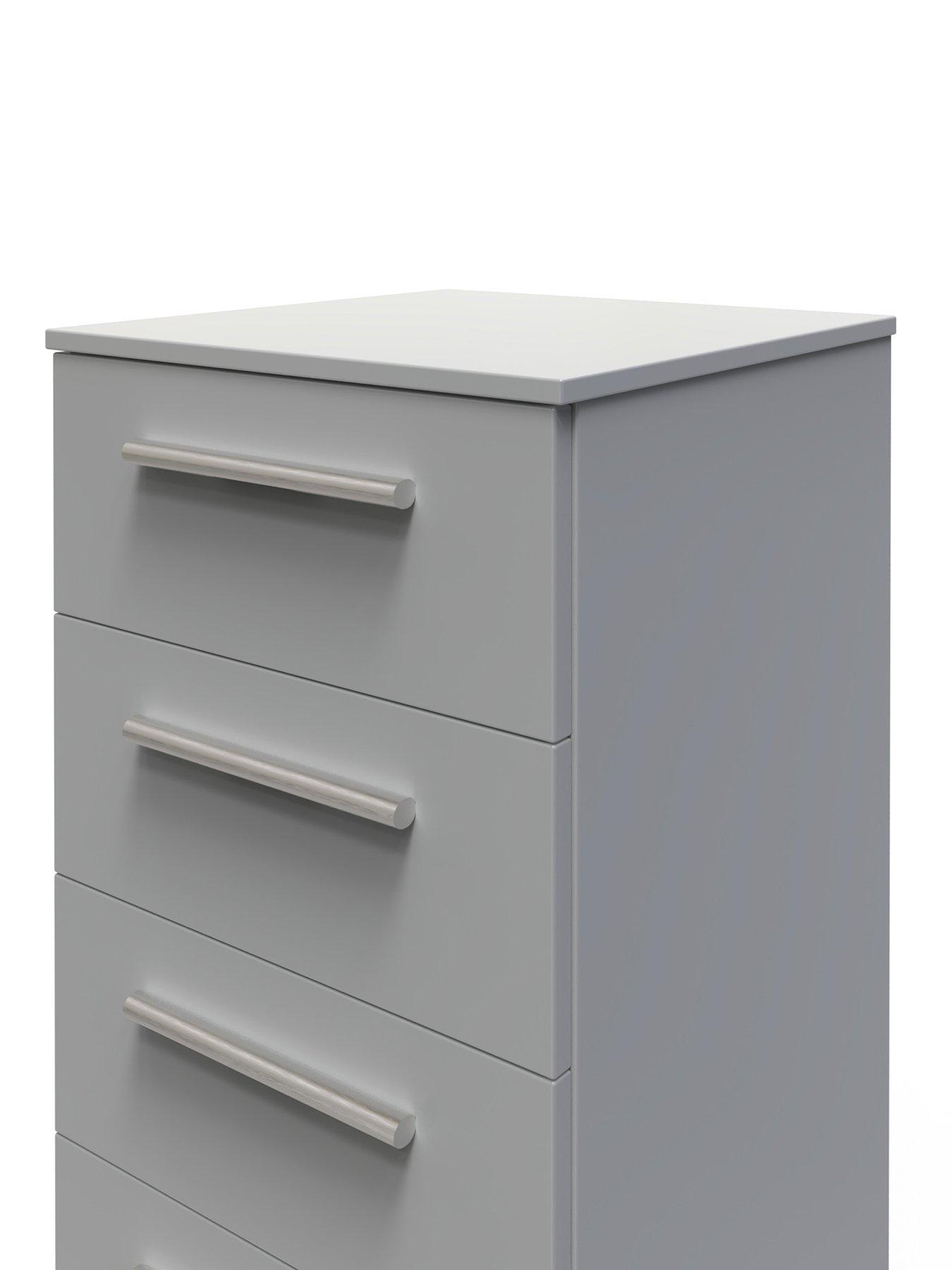 Image 5 of 6 of SWIFT Logan Ready Assembled 4 Drawer Tall Boy - Grey