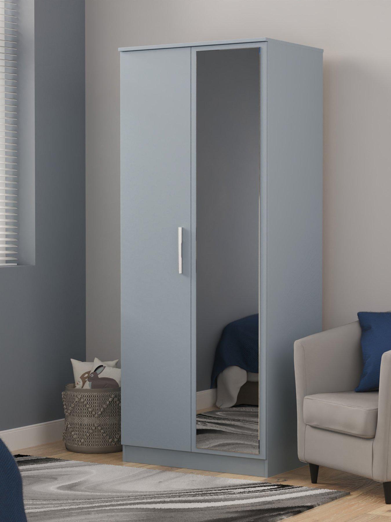 Product photograph of Swift Logan Ready Assembled 2 Door Mirrored Wardrobe - Blue from very.co.uk