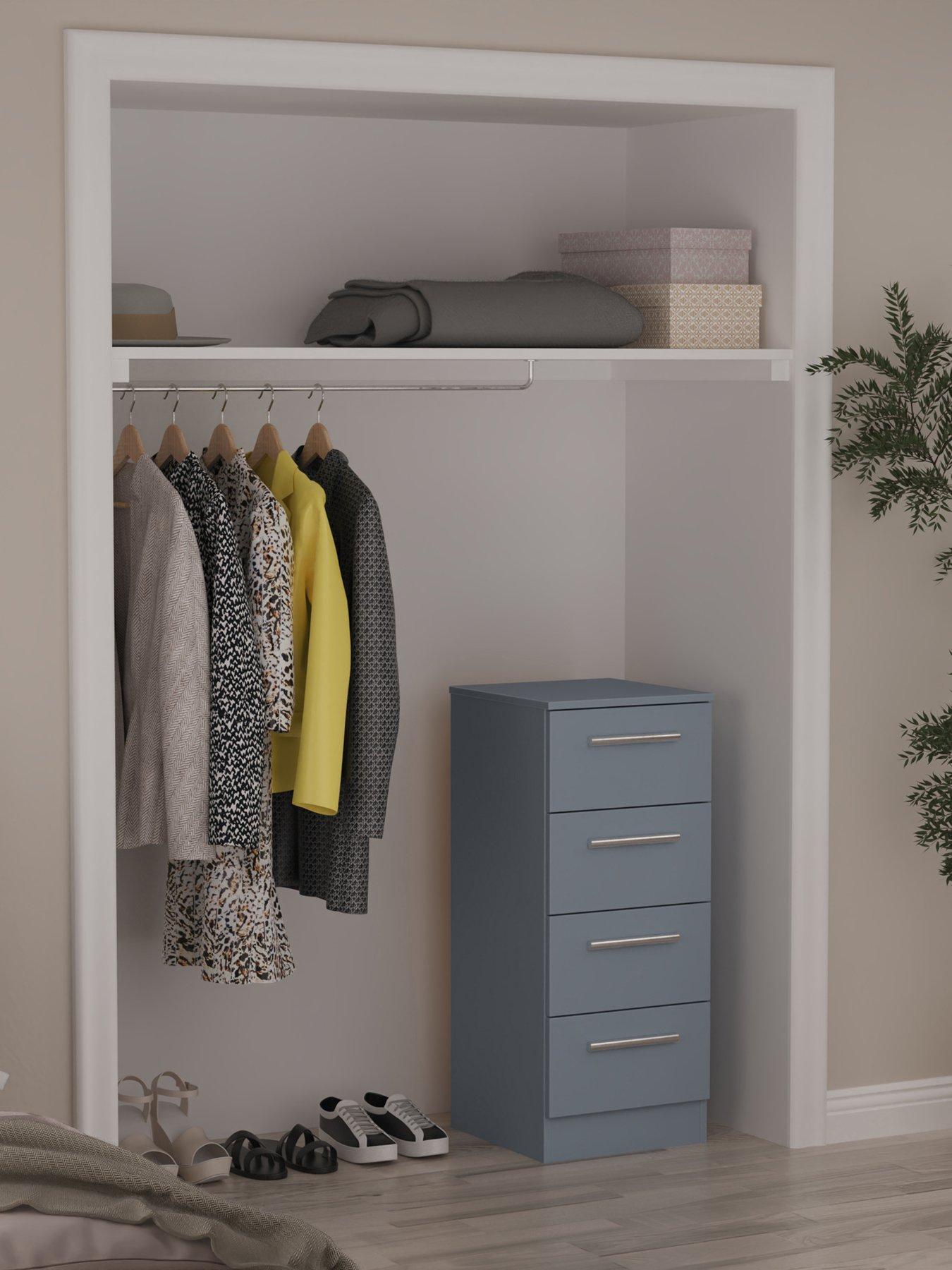 undefined Logan Ready Assembled 4 Drawer Tall Boy - Blue