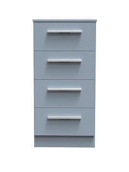 Product photograph of Swift Logan Ready Assembled 4 Drawer Tall Boy - Blue from very.co.uk