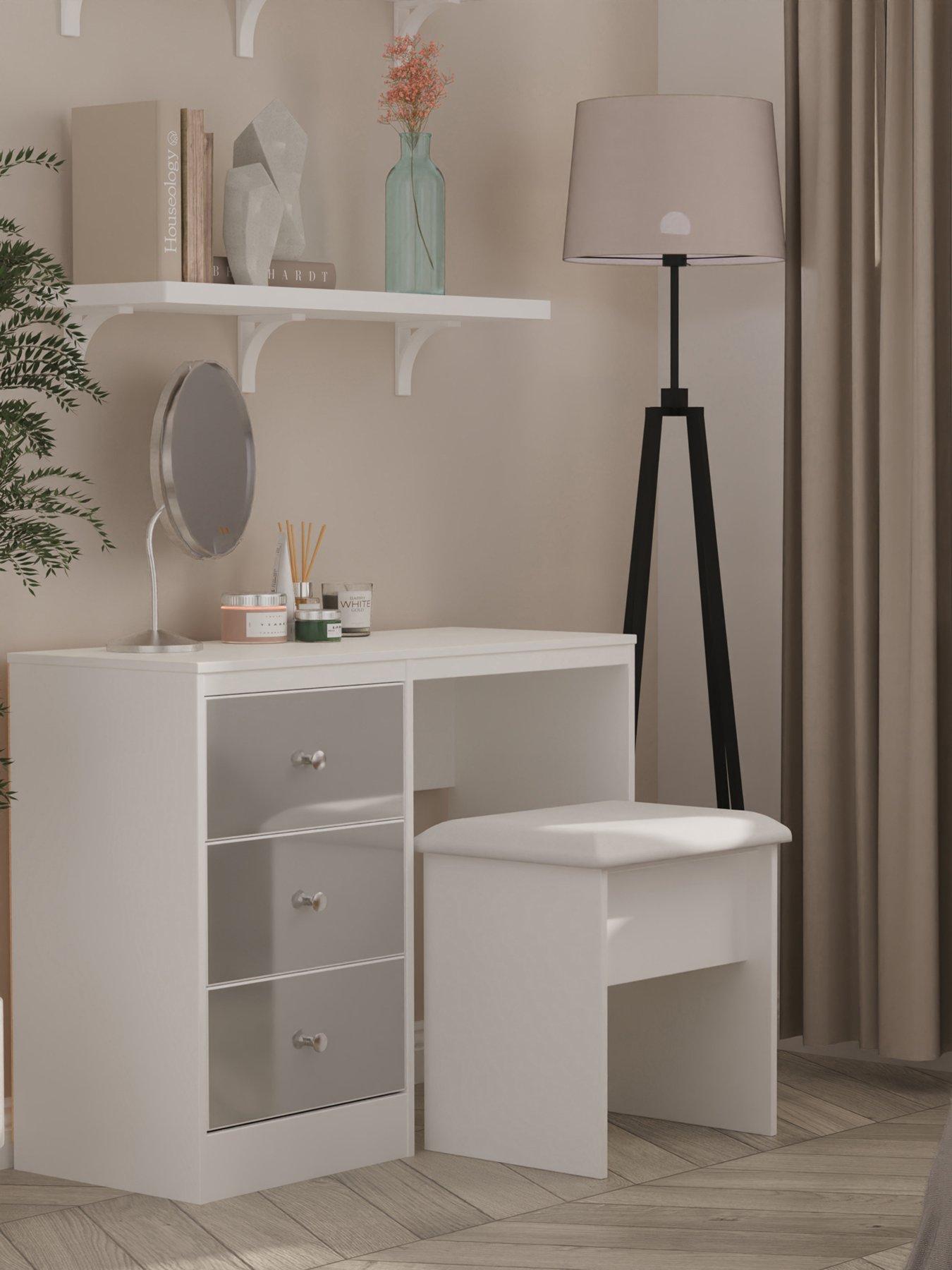 undefined Adair Ready Assembled 2 Piece Dressing Table and Stool Set - Matt Grey
